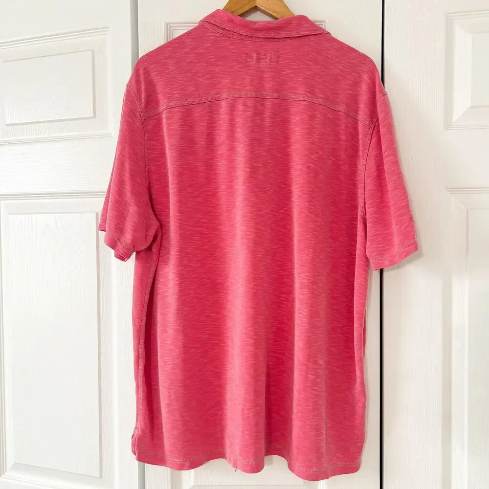 Tommy Bahama Pink Short Sleeve Polo Shirt Size XXL Modal Blend Casual
